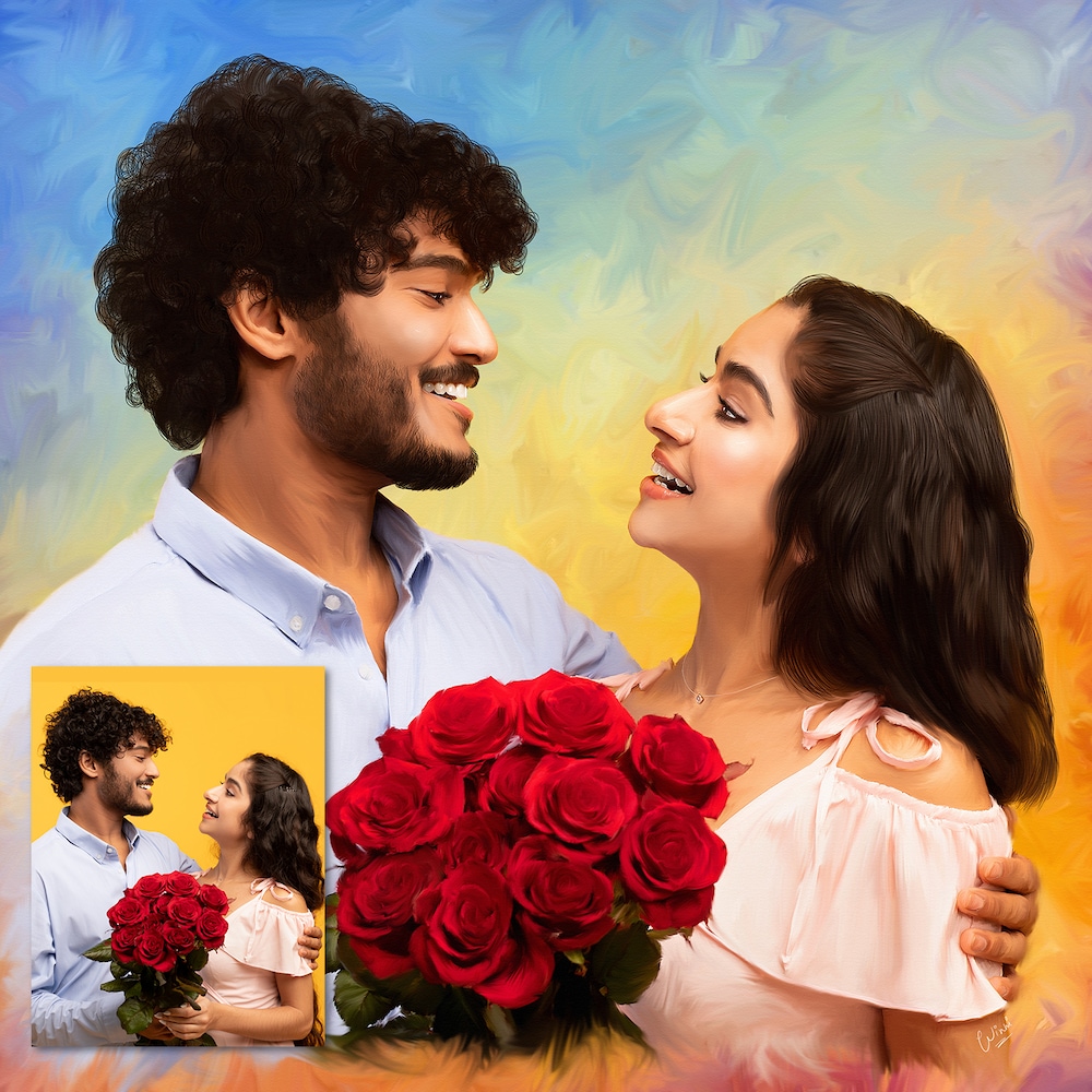  Couple Oil Painting Photo Gift