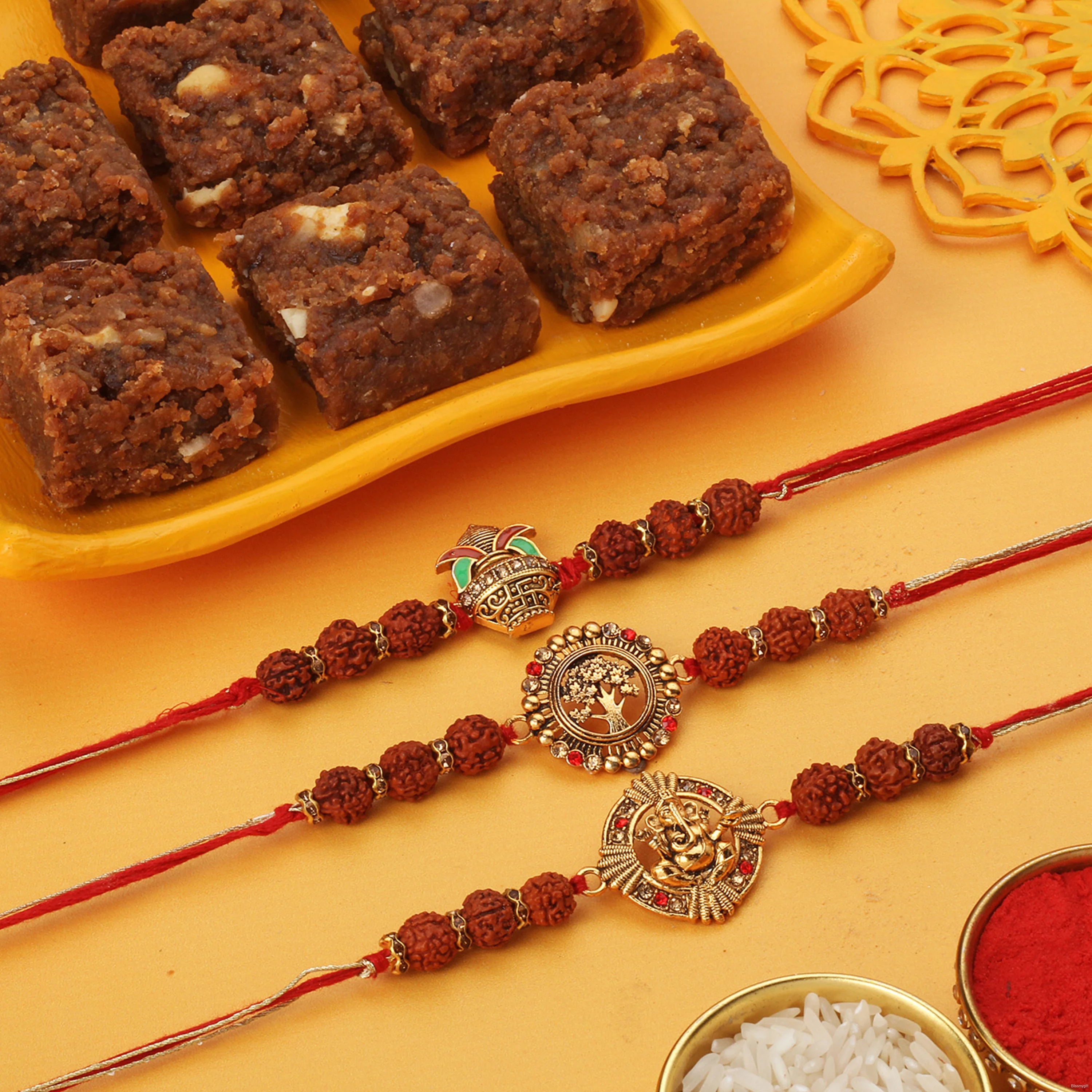  Set of 3 Spiritual Rakhi Hamper